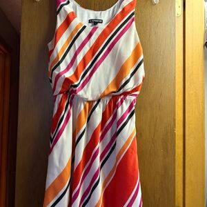 Express Multicolor Diagonal Stripe Dress